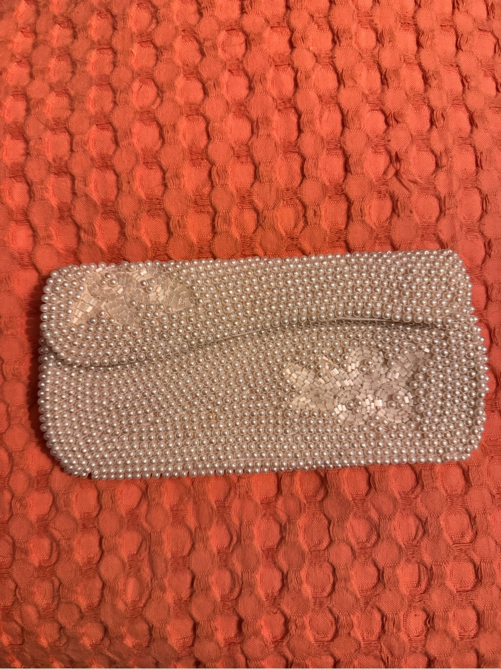 Vintage Mid Century Japanese Pearl Beaded Clutch